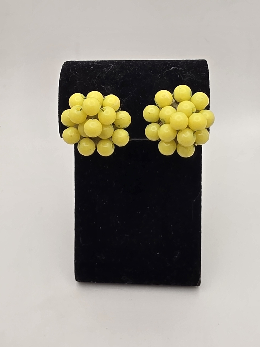 Yellow Cluster Ball Clip-On Earrings